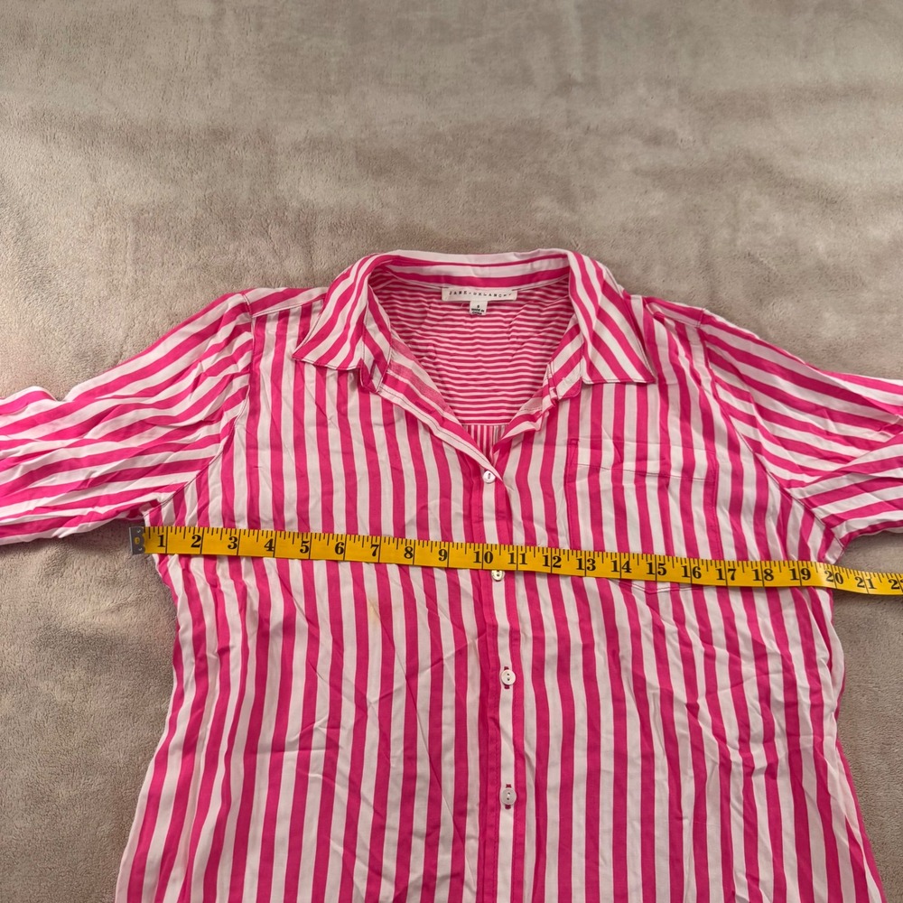 Coastal Preppy Stripe Button Front‎ Tunic Pink Shirt Beach Resort Sz S - Picture 7 of 9